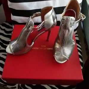 Charles Jourdan silver bootie ankle sandal(used)